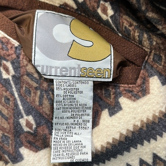 Vintage Current Seen Polyester & Cotton Brown Fringed Jacket Aztec Stripe - Picture 9 of 9